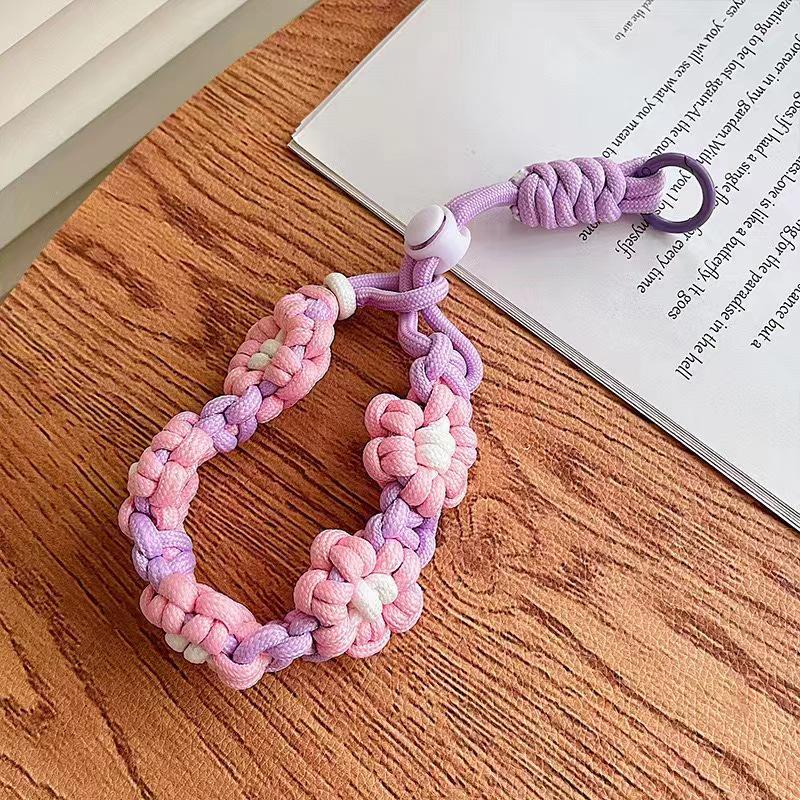 Braided Flower Wrist Strap Phone Lanyard: Short, Portable, Durable Anti-Lost Pendant Fashion Mobile Chain