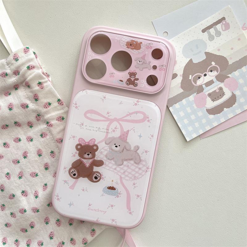 

Pink Floral Bear iPhone 17/16/15/14 Pro Max Case iPhone 16 Pro