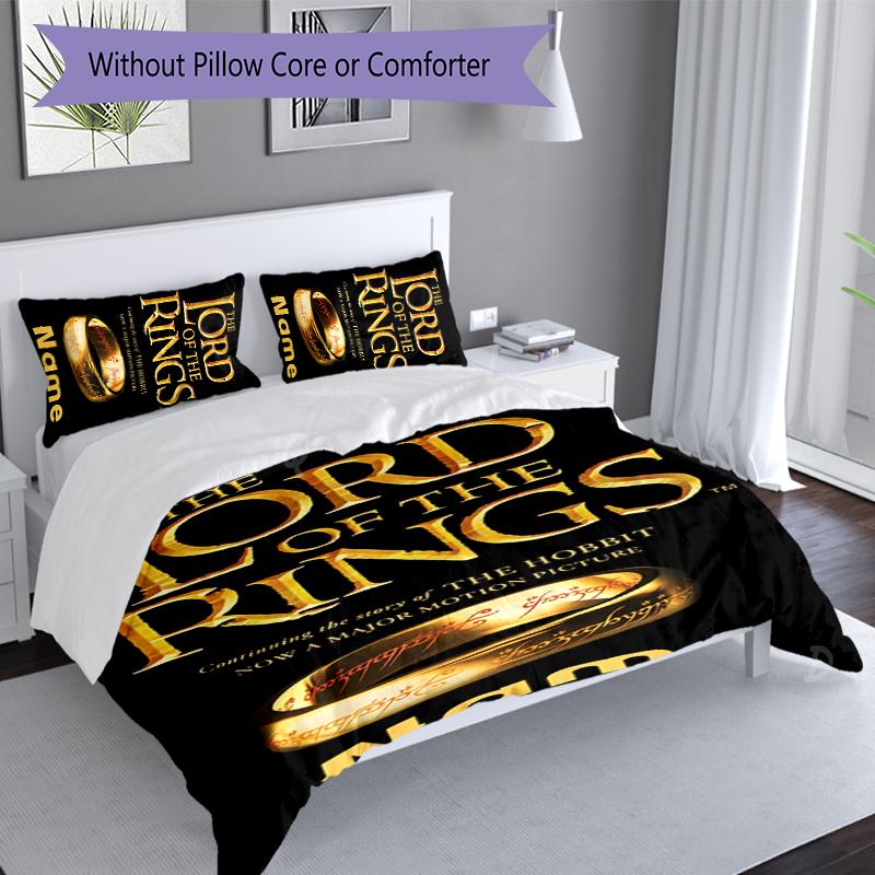 3pcs Custom Name The Fellowship of the Ring Bedding Set,Includes 1 Duvet Cover and 2 Pillowcases,All-season Bedroom Decor