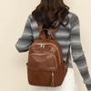 Schoolbag Backpack Women's Large Capacity Retro Trend Work Going Out Travel Simple and Lightweight Batch Leather Bag Lightweight and Wear-resistant