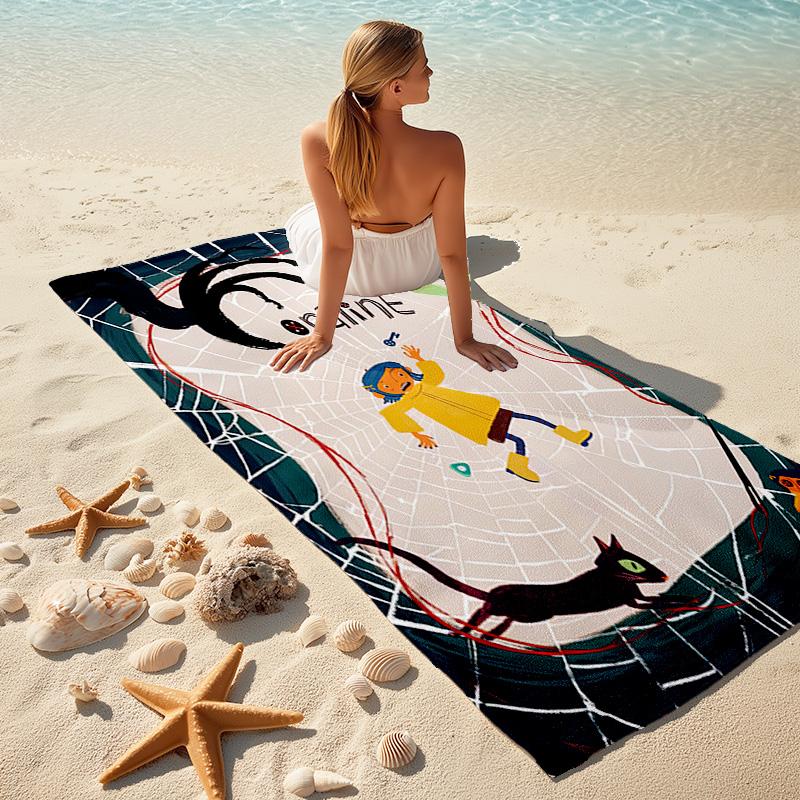 Coraline Cartoon Soft Beach Towel Outdoor Vacation Beach Towel Outdoor Absorbent Bath Towel Blanket Beach Towel Soft Outdoor Camping