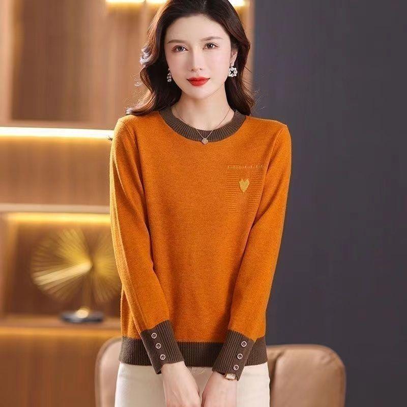 

Свободный свитер для женщин среднего возраста, одежда для мам ранней весны, тонкий стиль, весенний и осенний топ в западном стиле, большой размер XXXL