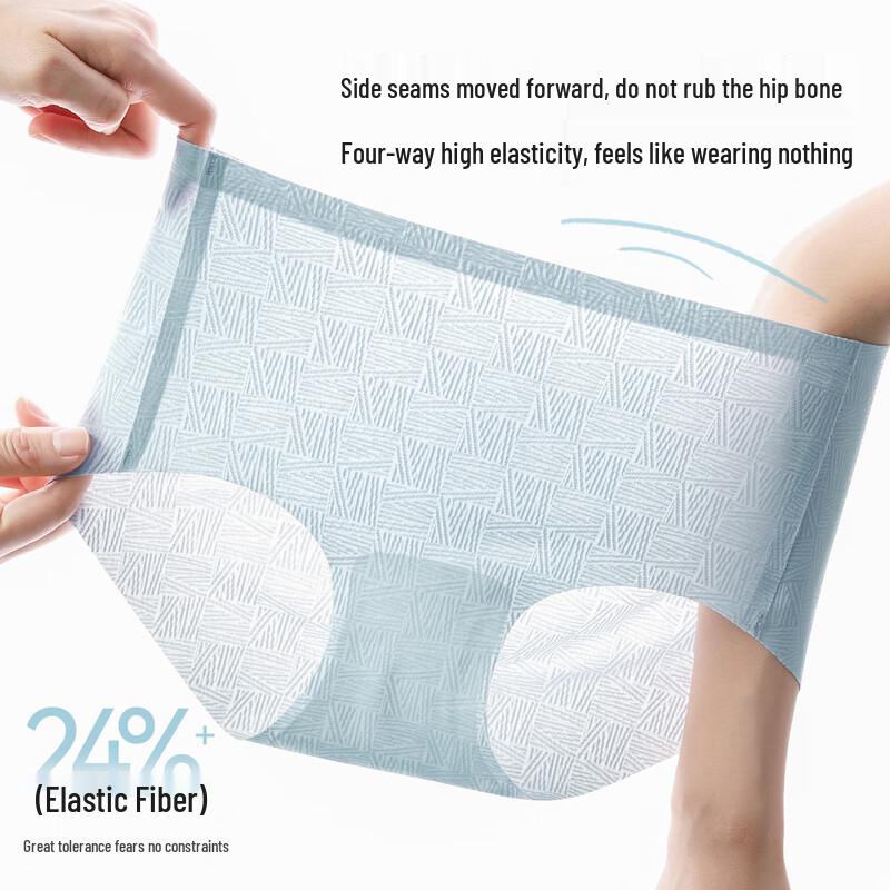 MaoRen Women's Ice Silk Seamless Cool-Touch Briefs (4-Pack)