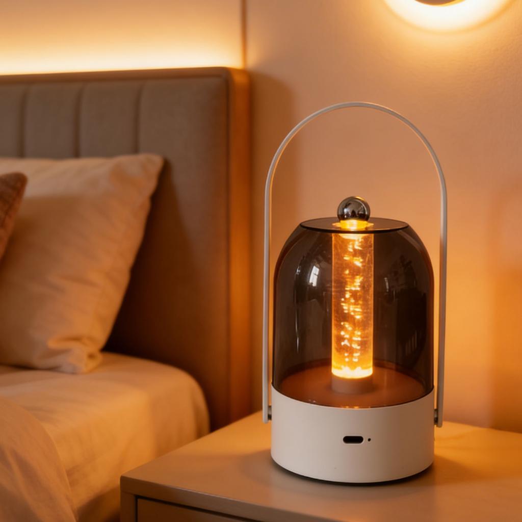 Portable Camping Lantern Vintage USB Rechargeable Bedside Table Lamp with Handle Brightness Warm Lighting for Bedroom Outdoor Picnic