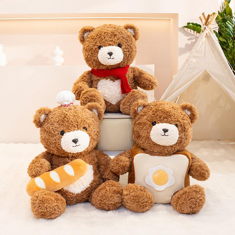 Cute Scarf Bread Bear Teddy Bear Doll Plush Toy Love Bear Hug Bear Doll Children's Rag Doll