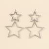 Shining Two Different Sized Hollow Star Dangle Earrings Inlaid Rhinestones Fashionable Ear Jewelry Perfect Accessory for Women Daily Glam