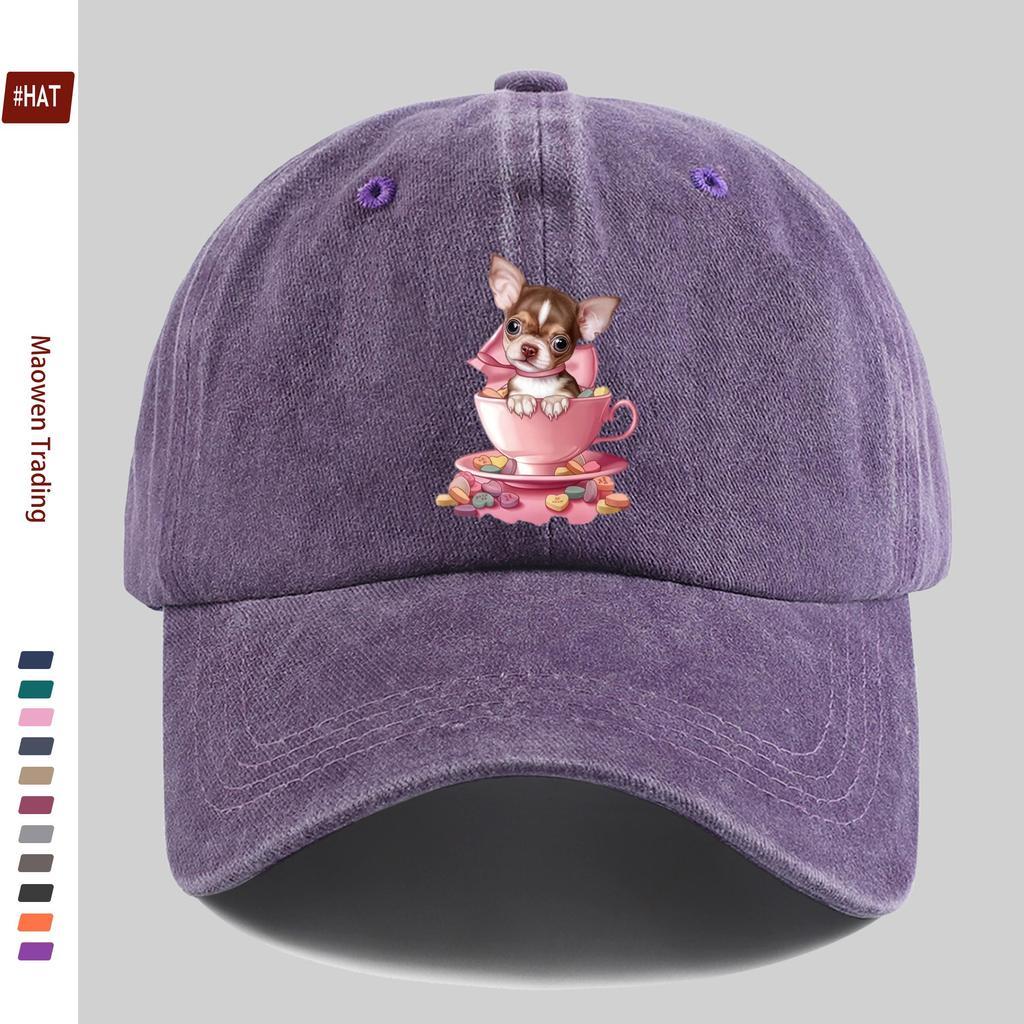 pc Cute Dog with Bow Print Baseball Cap Comfortable Fashionable Casual Decorative Hat Trendy Lightweight Accessory Adjustabl