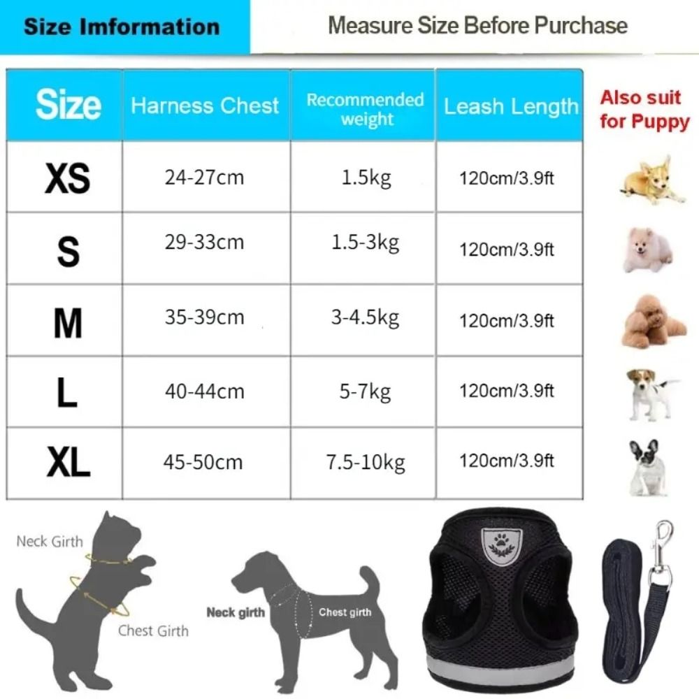 Polyester Pet Chest Strap Mesh Pet Vest Harness Dog Cat Accessories Cat Dog Harness  Pet
