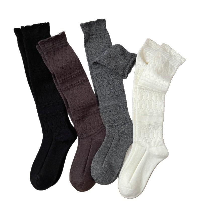Vintage Hollow Wool Calf Socks Mid-Tube Stack Socks Are Warm With Boots Stockings Boot Socks