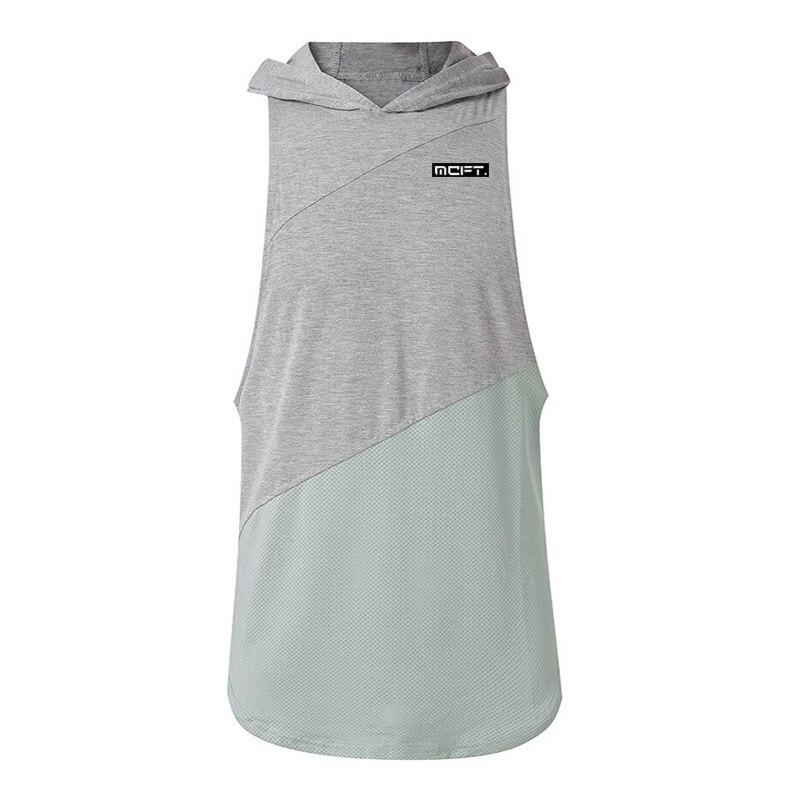 Muscleguys Summer Patchwork Men's Hooded Bottomed Shirt Sleeveless Loose Oversized Tank Tops Bodybuilding Casual Clothes