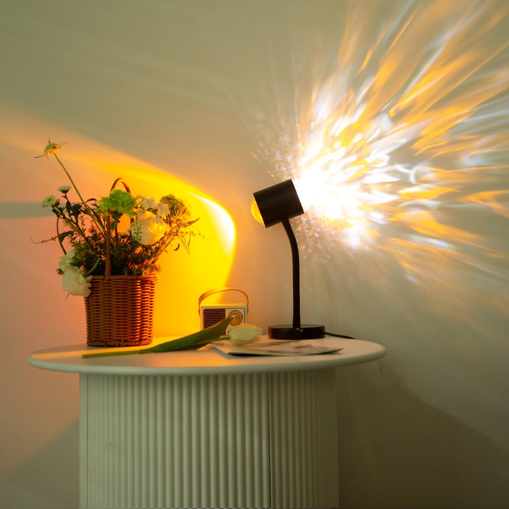1 pezzo, Luce Proiezione Tramonto Onda d'Acqua Doppia Testa, Spina USB Utilizzo Faretti Parete di Sfondo, Decorazione Casa Moderna Novità Sorpresa Regalo Luce da Scrivania