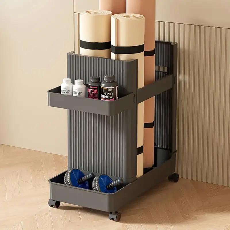 Gym Equipment Organizer Trolley Gym Equipment Holder Sports Equipment Storage Rack with Bottom Universal Wheel  Kettlebells
