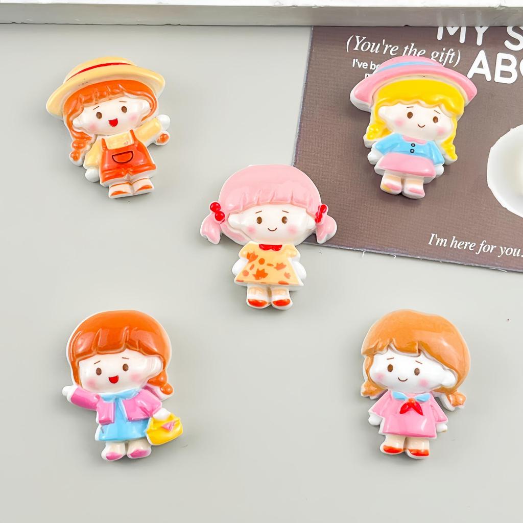 Cartoon Girl Resin Stickers for DIY Keychains, Phone Cases & Crocs