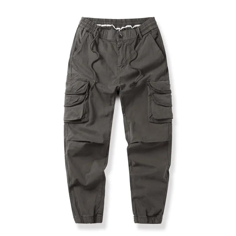 2026 Spring Men's Slim Fit Cargo Pants Men Multi-Pocket Casual Trousers Male Solid Color Cotton Pants Cross-Border Wear Pants