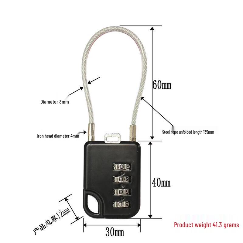 Small Steel Cable Combination Padlock