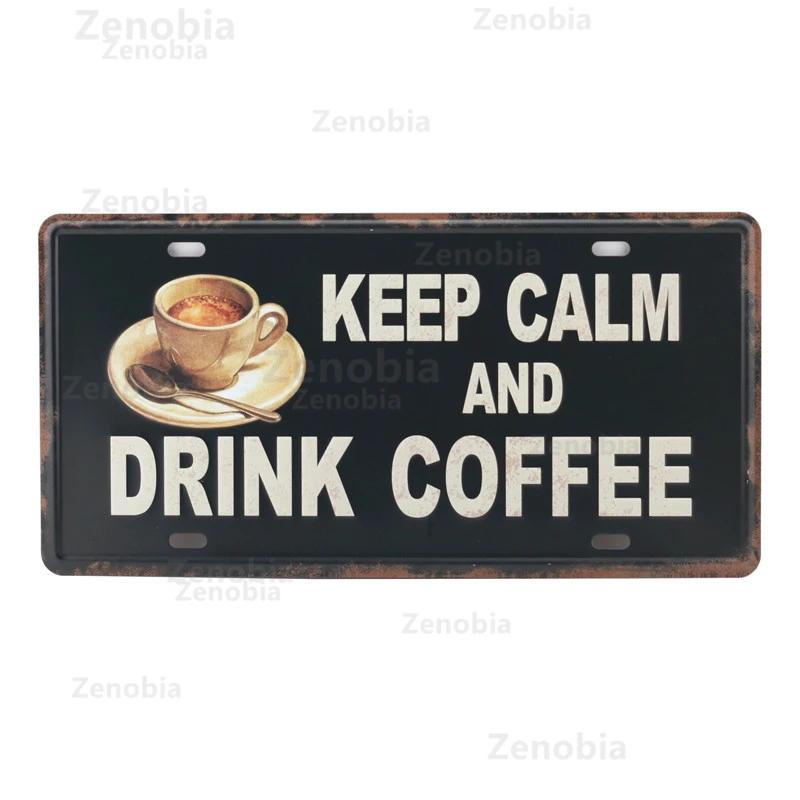 Open and Closed Coffee Bar Metal Sign Wall Art Murals Vintage Tin Poster Shabby Plaque Retro Plates Pub Cafe 3D Home Decoration