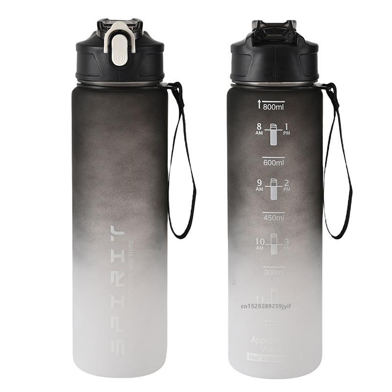 800ml Gradient Color Plastic Sports Water Bottle Leakproof Portable Water Cup for Gym Travel Outdoor Drinking Bottle
