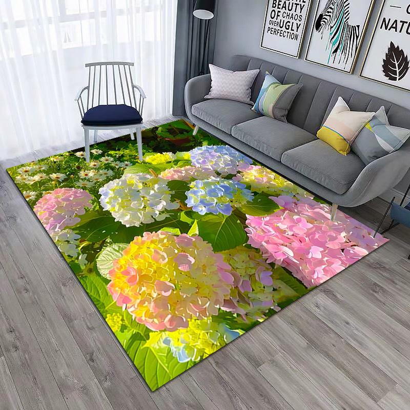 Elegant Pink Roses Garden Art Carpet Is Suitable For Living Room And Bedroom Doormats Office Balcony Decorative Carpet A5