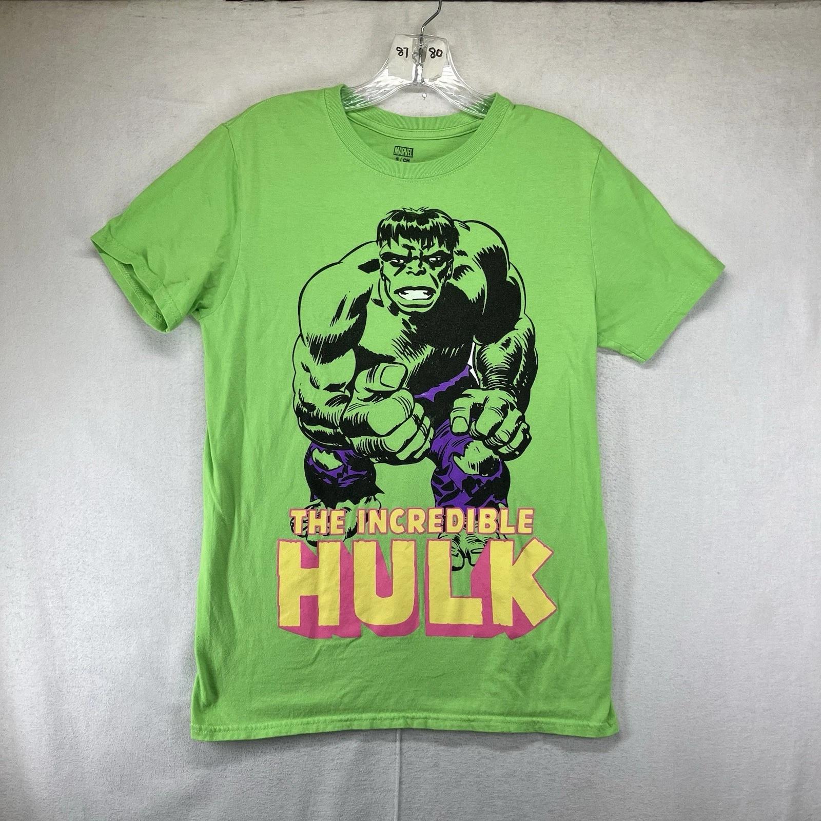 Marvel Mens Green The Incredible Hulk T Shirt Superhero Retro 60s Graphic Neon S