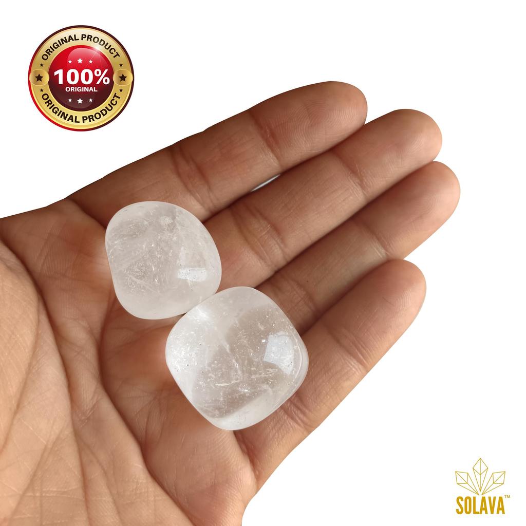 Original Clear Quartz Tumble - Natural Charged Clear Quartz Crystal Tumble for Positive Energy, Focus, Emotional Stability, Chakra Healing and Me