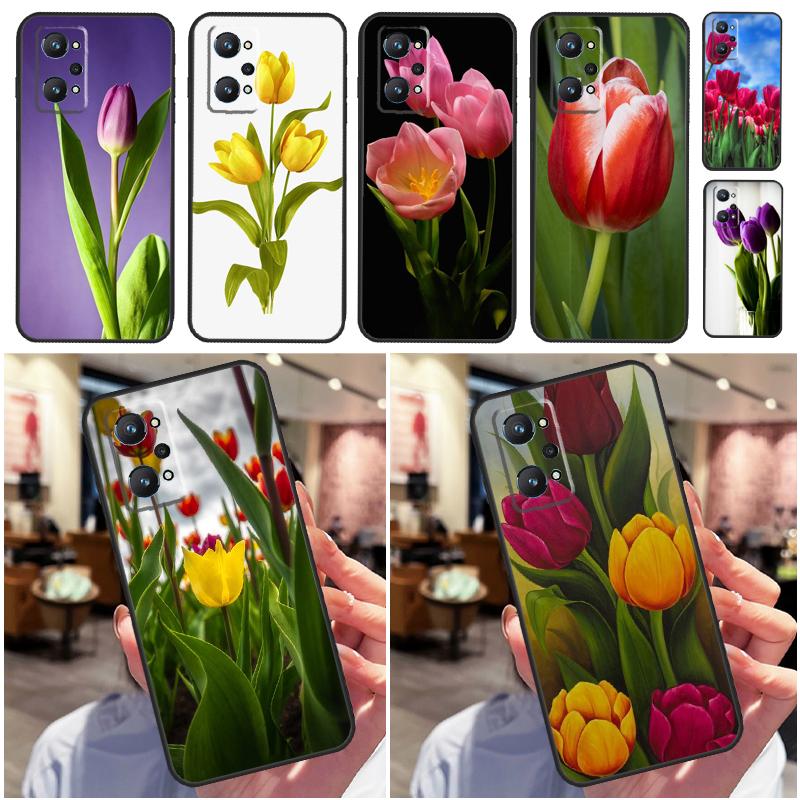 

Чехол с цветком тюльпана для Realme 10 8 9 Pro Plus 8i 9i GT Neo 3T 2 3 Master C11 C25 C30 C31 C35 C21Y C25Y
