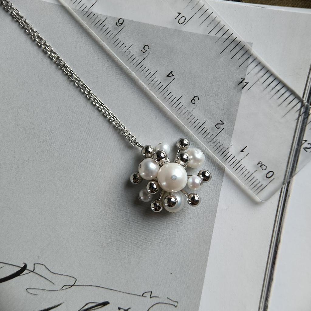 Silver Necklace with Natural Pearls, Item Weight 8.07 G (2185208)