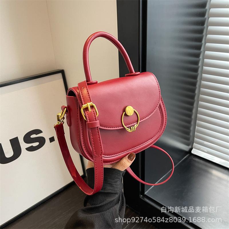 Fashion Retro Portable Small Bag Women's Bag 2025 New Trendy Shoulder Bag Trendy Shoulder Crossbody Saddle Bag