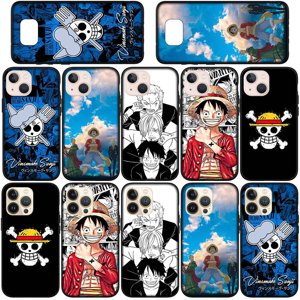 For Samsung Galaxy S24 S23 iPhone 16 15 14 Xiaomi Redmi Note 13 12 11 10Plus 9 Pro Max X XR Phone Case Comics Sanji Luffy One Piece OPPO Huawei Cover