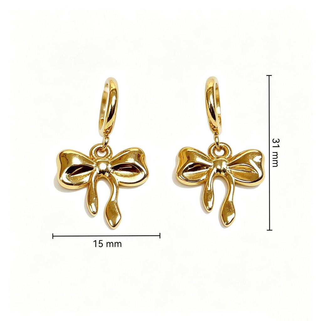 European Chic Gold Bow Earrings - Stainless Steel, High-Class Temperament
