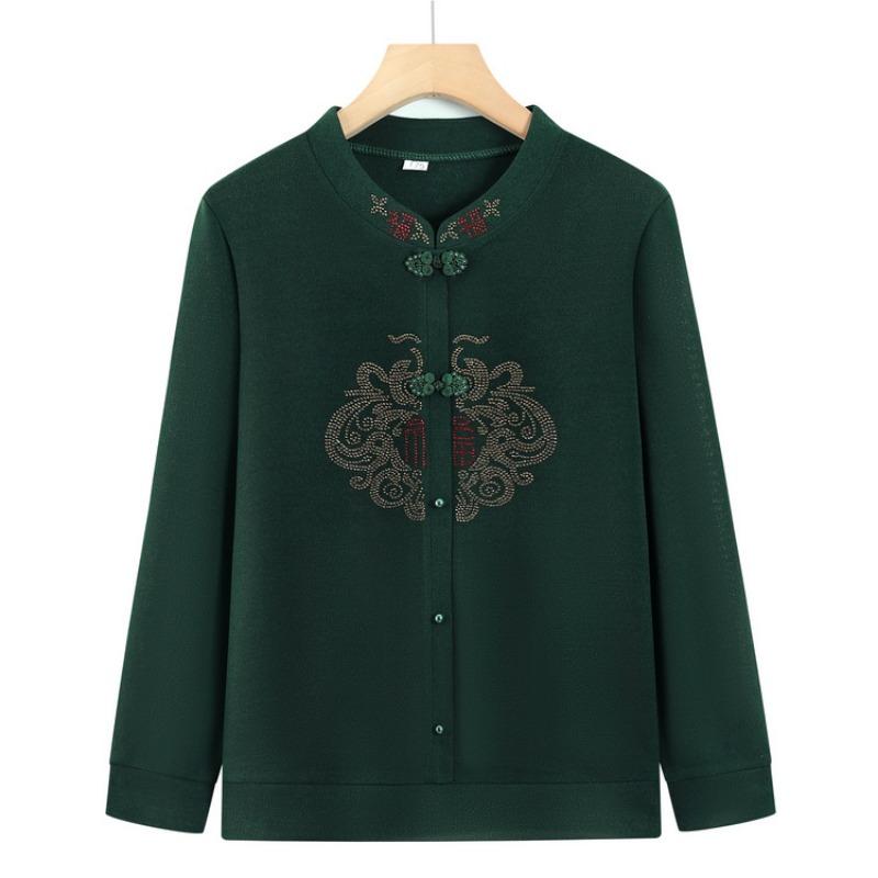 Age-0 Middle-aged Elderly Spring and Autumn Women's Loose Coat Grandma Wife On Clothes Mother Buckle Tang Clothing