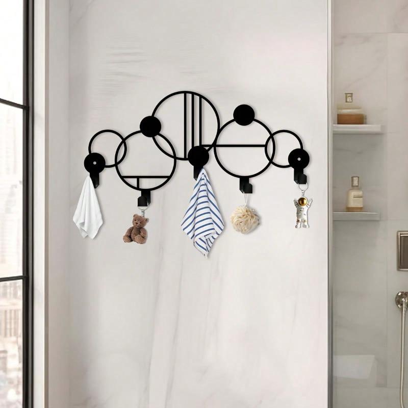 Large Modern Abstract Key Holder Black Entryway Decor Curved Iron Wall Art Gift