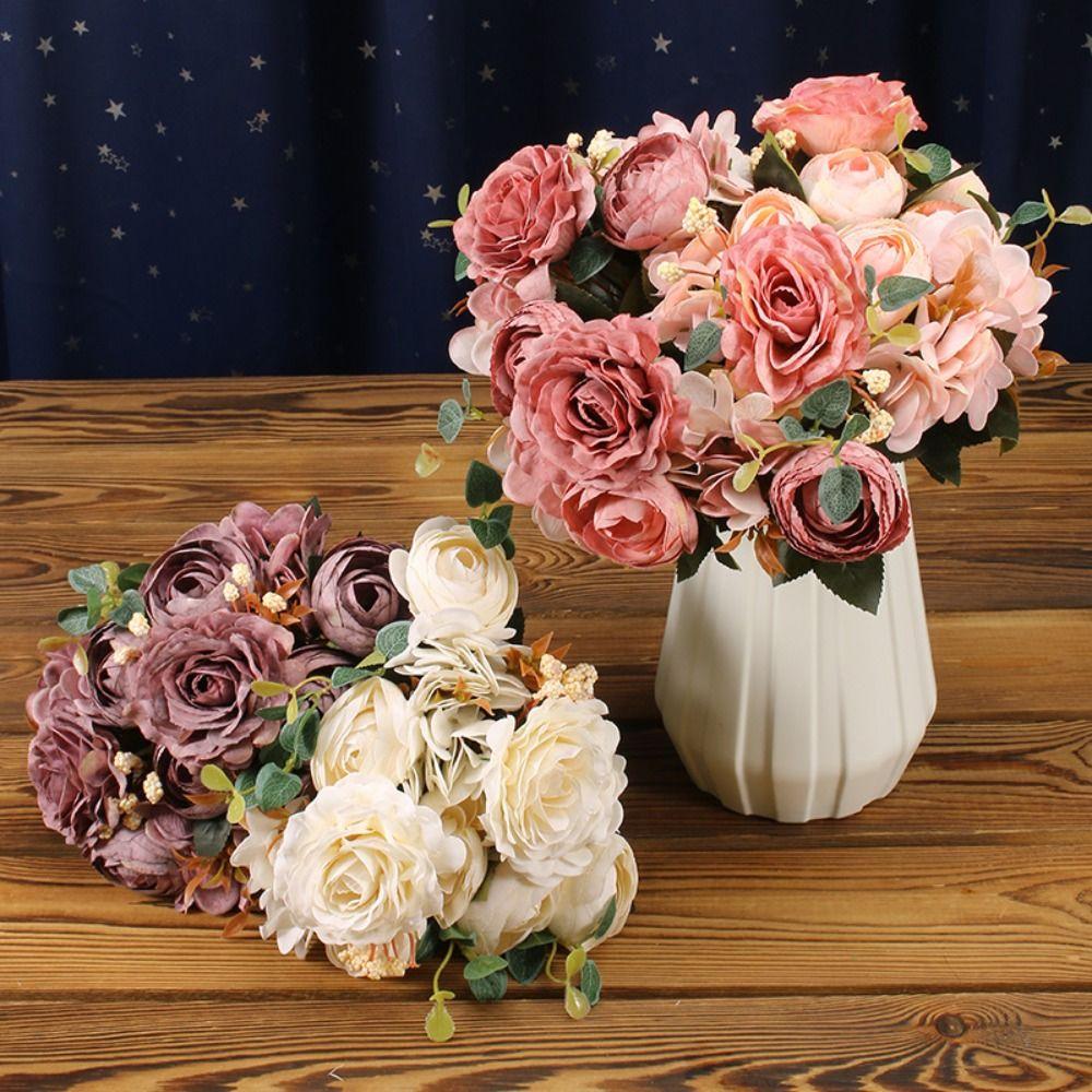 

DIY офисный букет венок гирлянда искусственный цветок пион поддельное растение шелковая роза