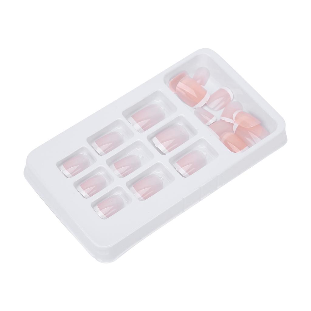 24PCS French Nude Nails Short Press Full Cover Ballerina Artificial Nail Tips for Daily DIY Salon