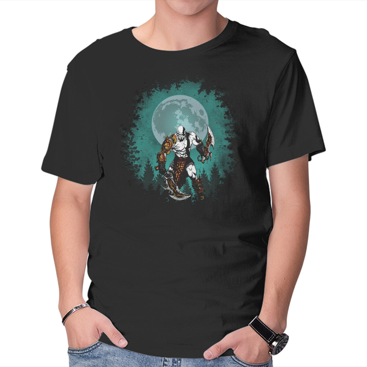 Unisex Crew Neck T-Shirt God Of War Graphic Short Sleeve Casual Tee XL