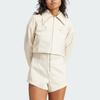 Adidas Originals Montreal Denim Zip-Up Cropped Jacket Women Tops Off-White IS3583