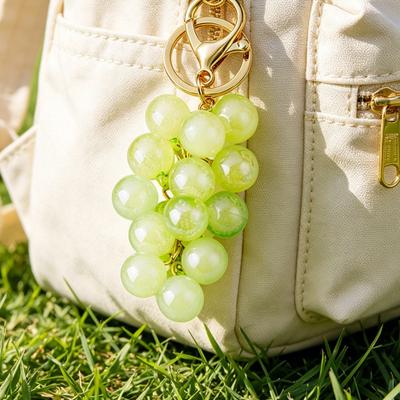 Keychain Pendant Transparent Grape Shape Acrylic Key Chain with with Lobster Clasp Easy To Hang Key Holder Backpack Car Accessory
