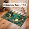 Floral Garden Theme Crystal Velvet Floor Rug Personalized Custom Name Text Warm Carpet Home Decoration
