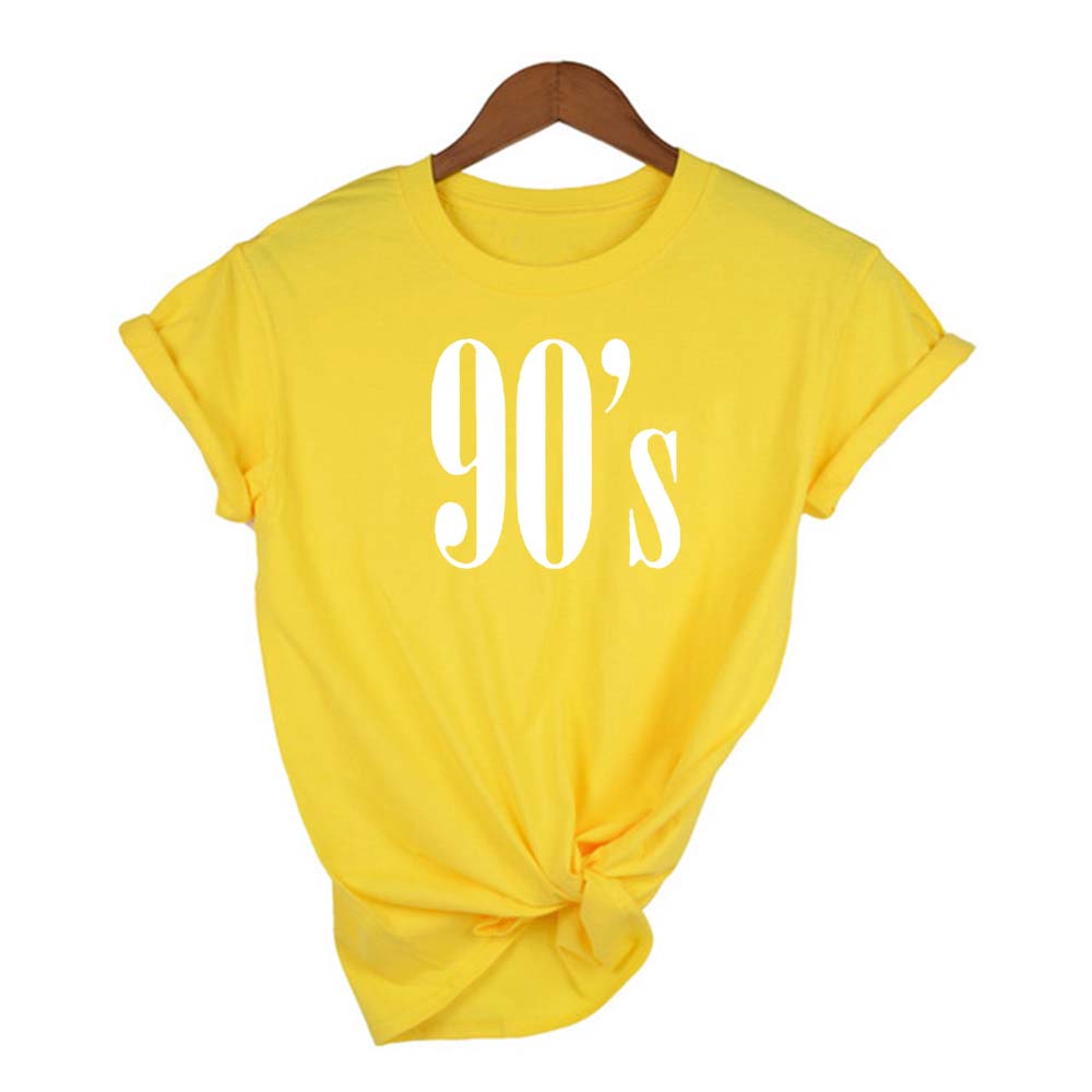 90 S Letter Printed Women Tshirt Casual T Shirt Short Print Regular O Neck Tops Shirts