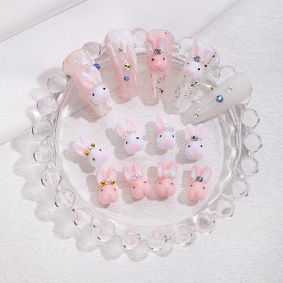 10Pcs Little Rabbit Nail Jewelry Cute Cartoon Nail Decorations para acessórios de unhas bonitos e charmosos
