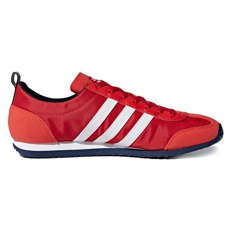 Adidas Neo Vs Jog Comfortable Suede Fabric Shock Absorption Non-Slip Low-Top Running Shoes Unisex Sneakers Red White DB0463