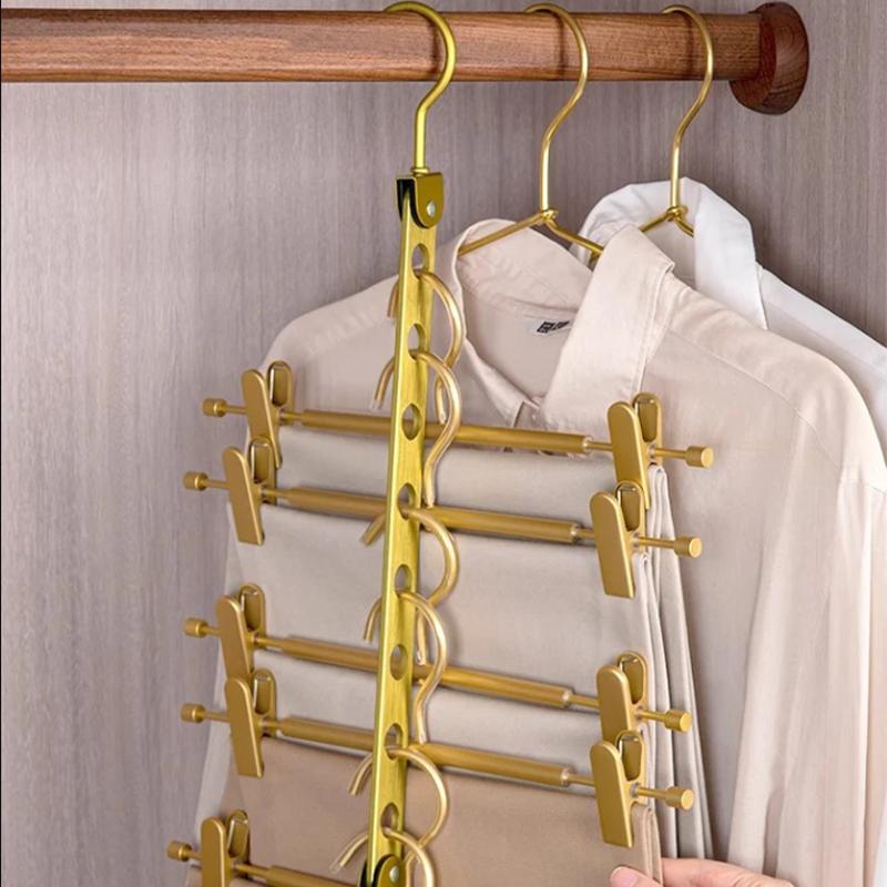 1/2 STÜCK Aluminiumlegierung Faltbarer Kleiderbügel, Organizer-Ständer 6/8 Löcher Drehbar Magische Bügel Garderobenaufbewahrung Platzsparender Ständer