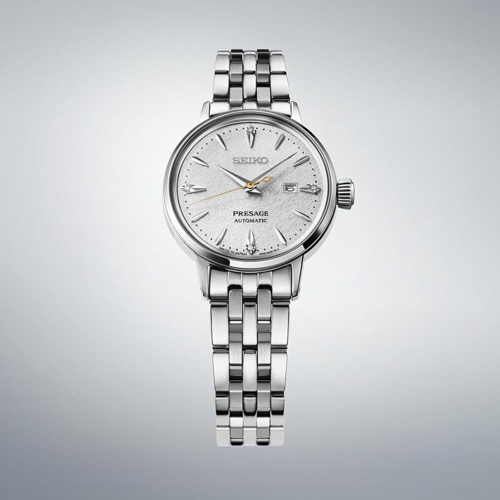 Seiko Presage SRRW005 Mechanical Automatic Women's Watch 30mm White Dial Date Calendar Stainless Steel