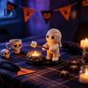 Decorative Resin Ghost Ornaments Halloween Campfire Tealight Holder, Mummy Scarecrow Cozy Home Atmosphere Accessories Candle Stand for Desk,