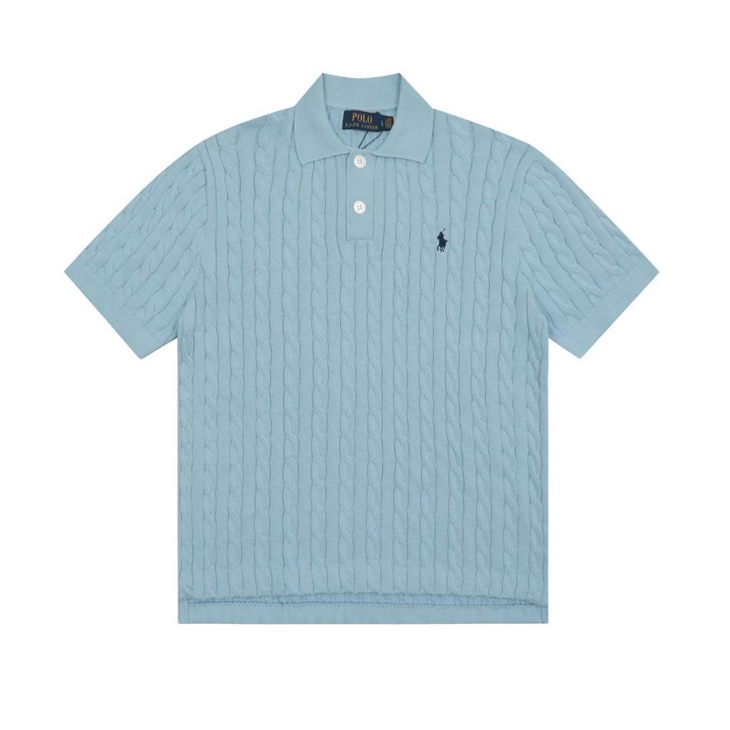 High-Quality 25SS All-Season Classic Versatile Lapel Double-Button Knit with Small Horse Embroidery, Short Sleeve