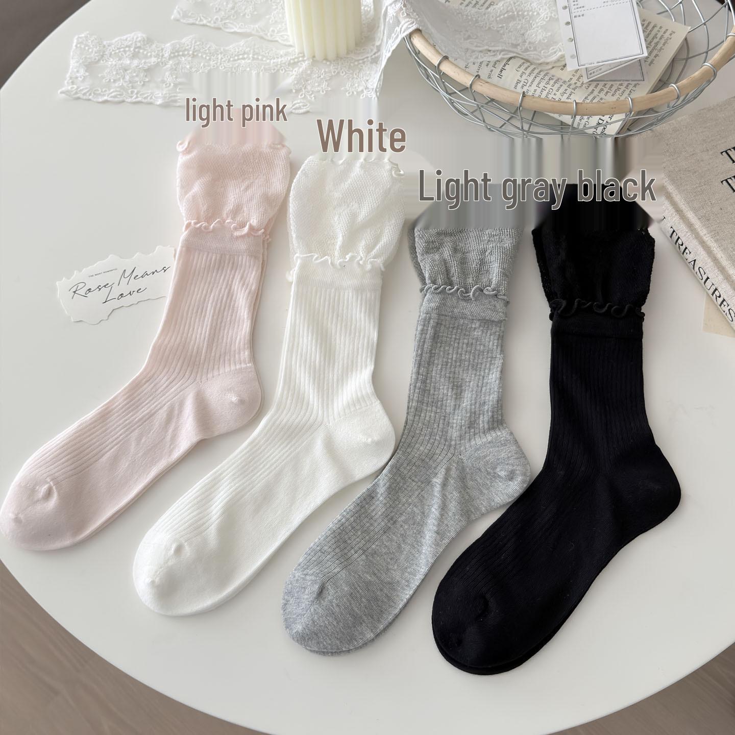 Women s Mid-Calf Ballet Lace Socks - Summer Thin Cotton Mesh, Breathable, Korean & Japanese Style One Size