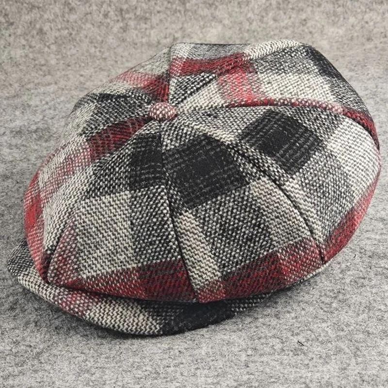 

Вовняний берет великого розміру Чоловічий восьмикутний капелюх Жіночий весняно-осінь зимовий вовняний берет Татові фетрові кепки з плюща Чоловічі кепки для газетників ML XL XL XXL 60-62m