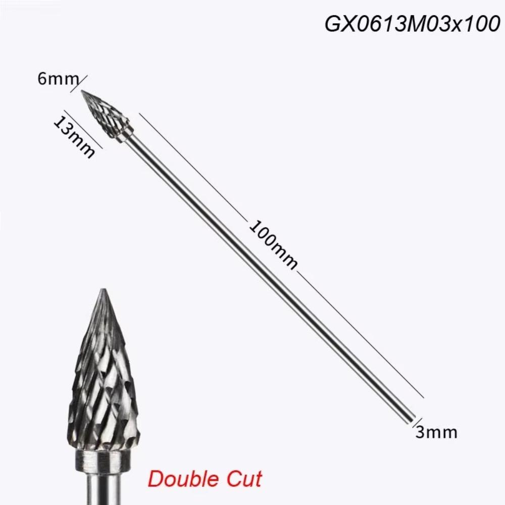100mm Rotary File Milling Cutter Extra Long Carbide Burr Alloy Bits Tungsten Steel Grinding Head