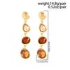 SHIXIN Trendy Exquisite Colored Glass Drill Drop Earring Women Vintage Elegant Oval Metal Piercing Ear Banquet Jewelry Accessory
