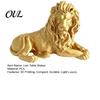 Gold Lion Figurine for Office Golden Lying Resin Figurine, 3D Printed Recumbent Statue, Sculpture Desk Bookshelf Wine Cabinet Tabletop Decor
