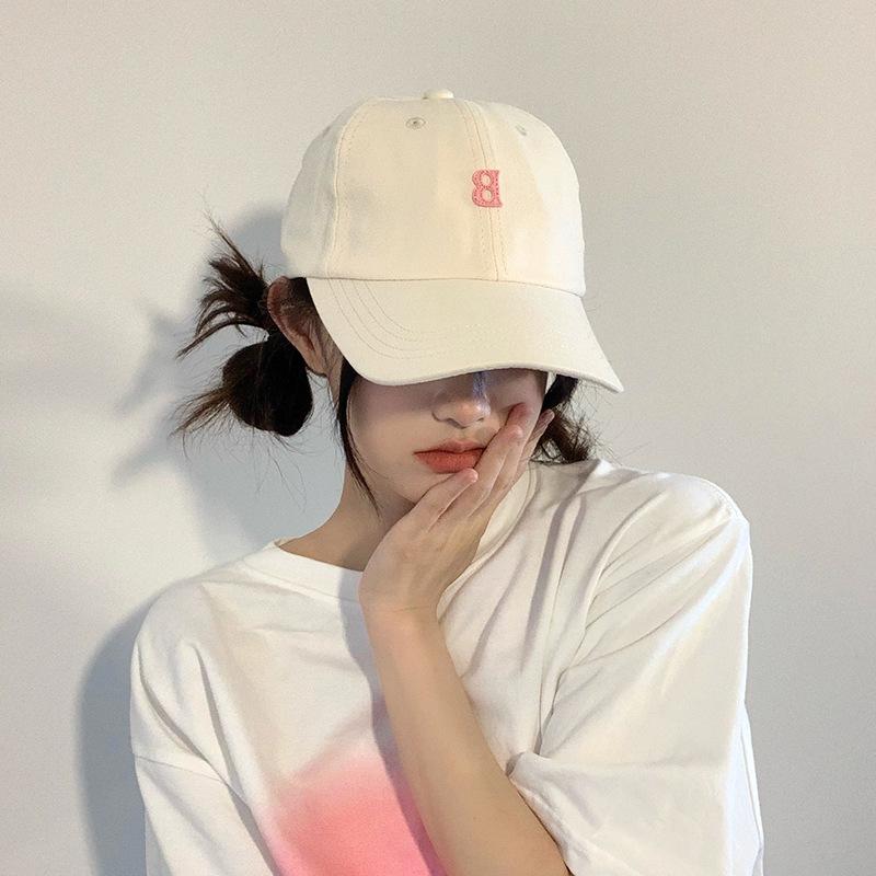 New versatile soft-top hat, baseball cap, pink sun hat, unisex letter baseball cap, Korean Dongdaemun style